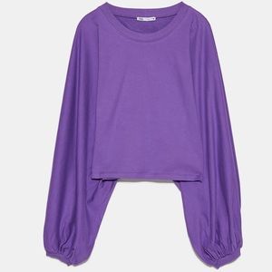 Zara balloon sleeve cropped sweatshirt